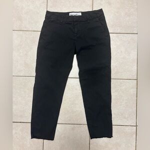 Frank & Eileen Chino black pants with a raw hem